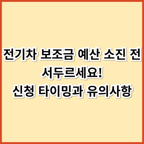전기차 보조금 예산 소진 전 서두르세요! 신청 타이밍과 유의사항