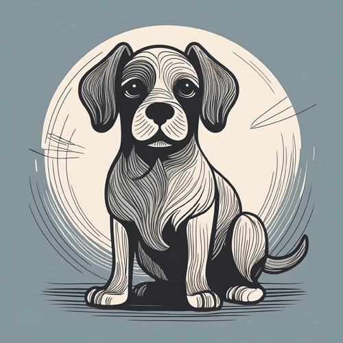 앉아있는 강아지 미니멀 라인 드로잉1