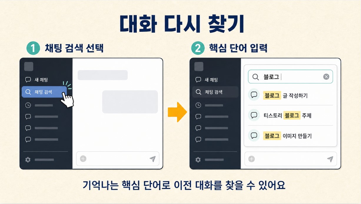채팅 검색으로 대화 다시 찾기