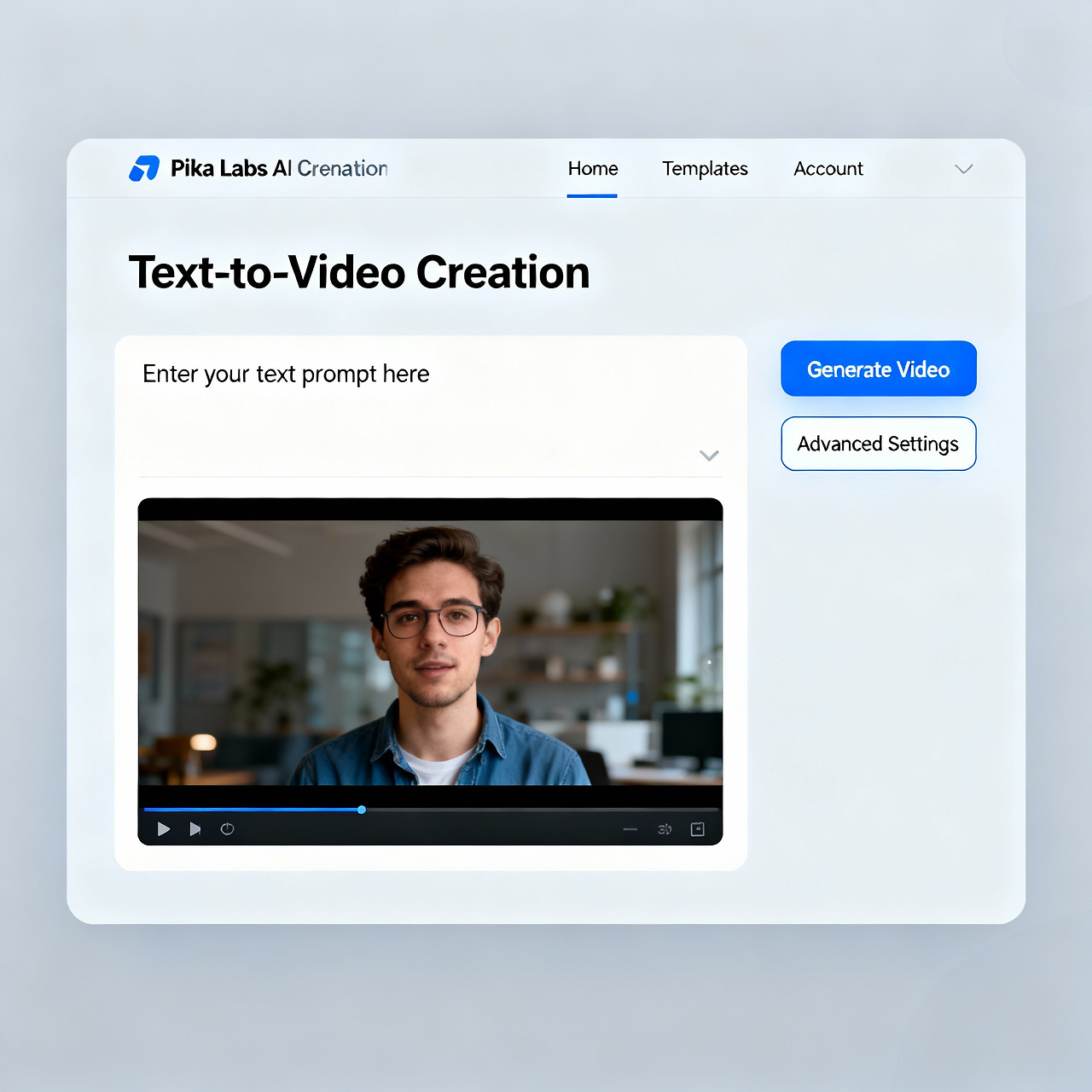 Pika Labs AI 영상 생성기의 사용자 인터페이스 대시보드 화면