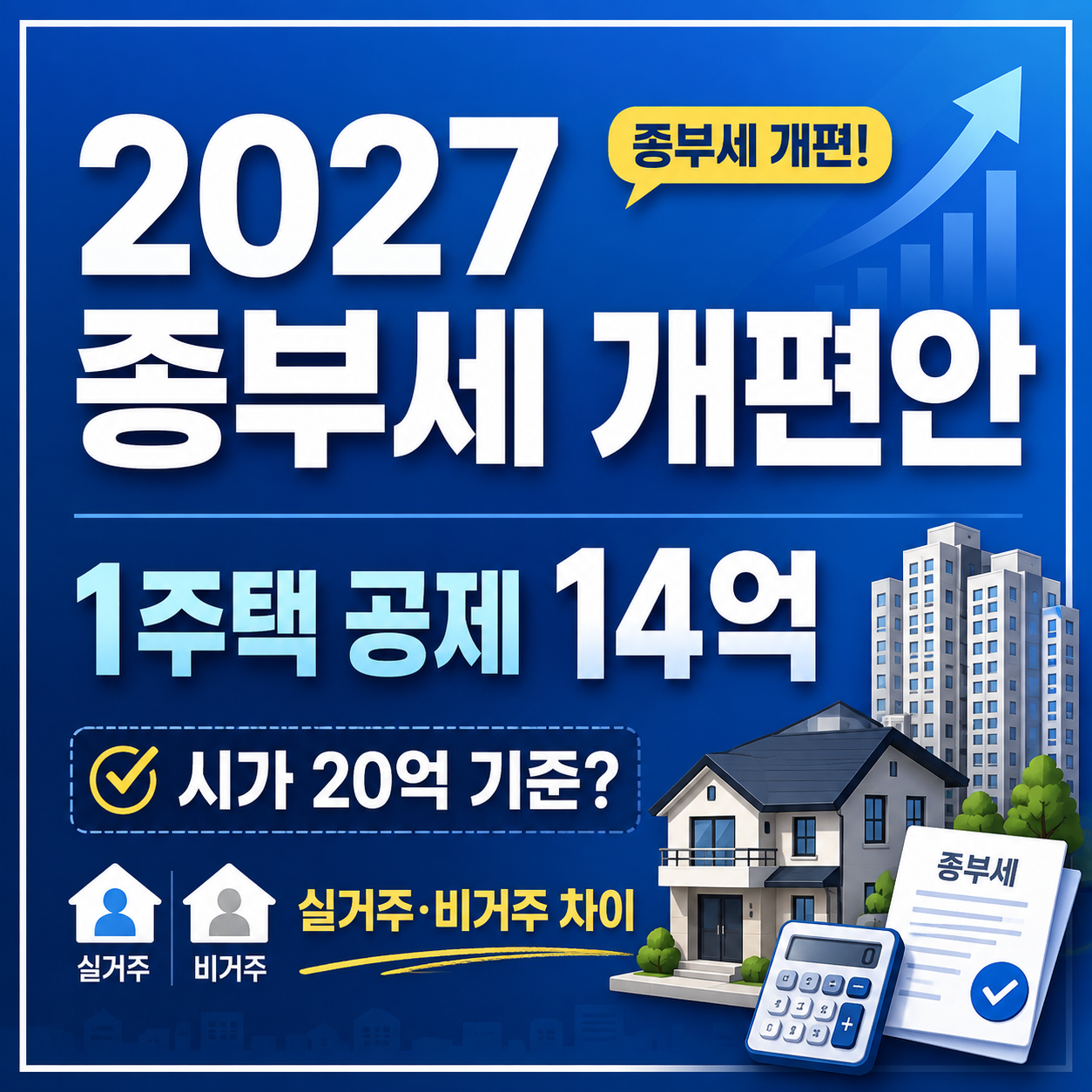 2027 종부세 개편안: 1주택 공제 14억원&middot;시가 20억 제외&middot;고가주택 인상