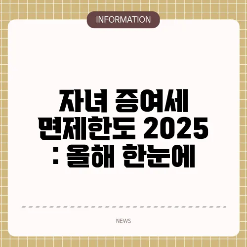 자녀 증여세 면제한도 2025 : 올해 한눈에