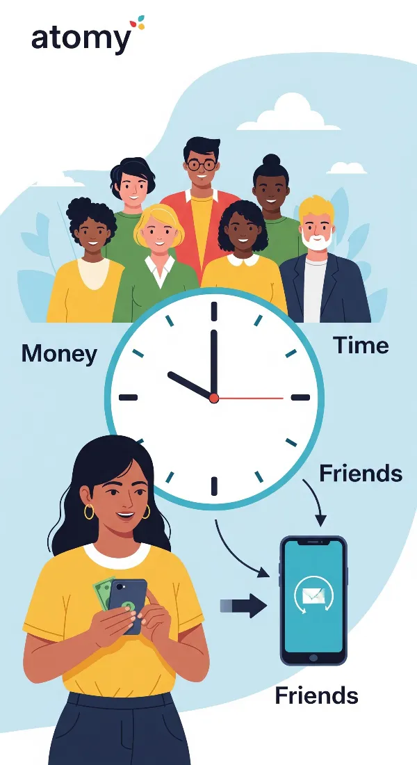 **'삶의 균형(Balance Life)'**, 성공 비전, 경제적 자유, 시간적 자유, 친구,
3리치