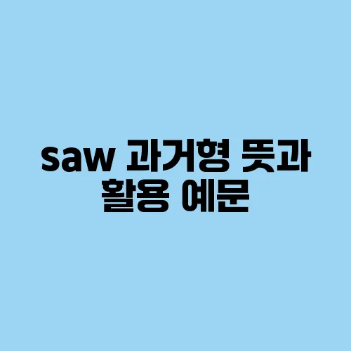 saw 과거형 뜻과 활용 예문