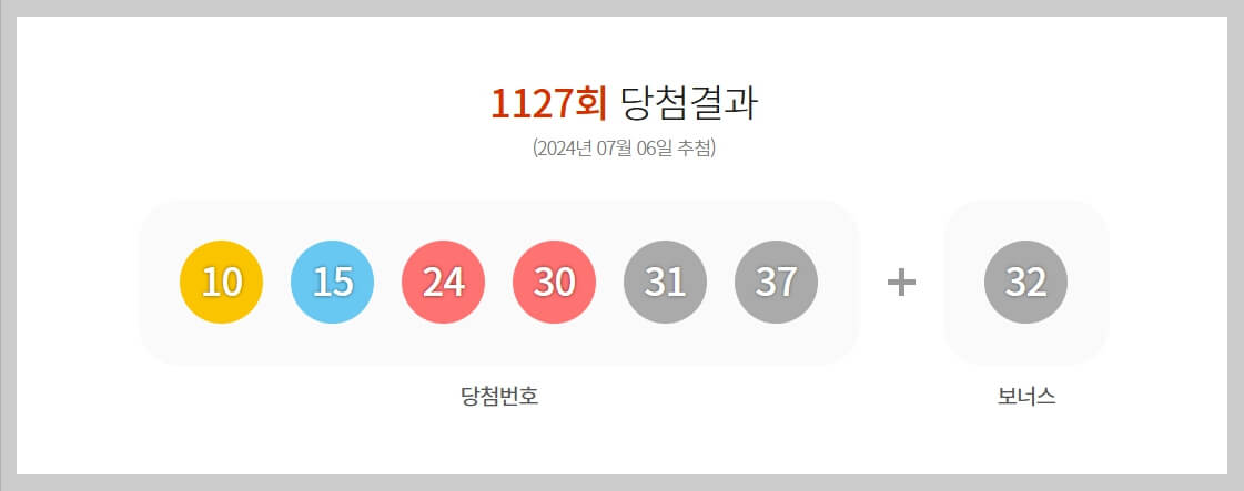 로또 1등 당첨 번호[1127회]