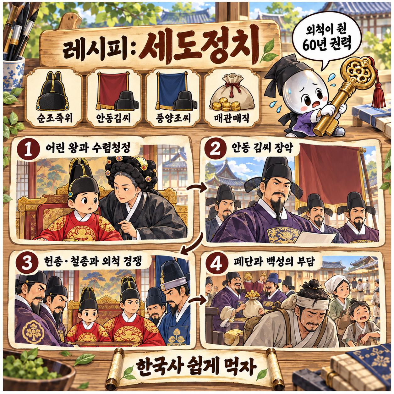 세도정치를 레시피 형식으로 요약한 인포그래픽 이미지