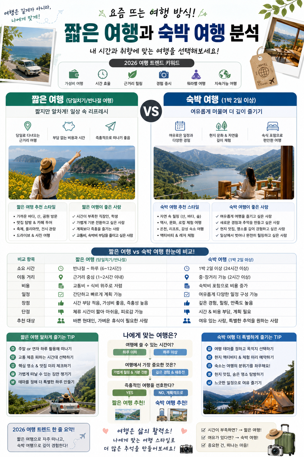 요즘 뜨는 여행 방식 짧은 여행과 숙박 여행 분석 관련 사진
