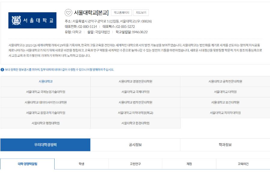 전국-대학별-신입생-입학-경쟁률-입학전형-등록금-확인