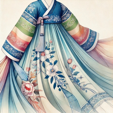 Runway AI 소개 및 생성이미지 - 파랑색 한복