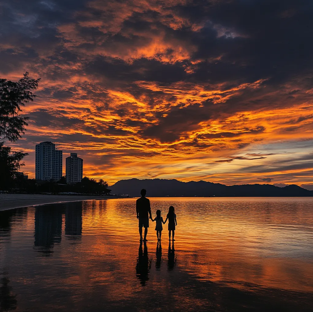 코타키나발루에서-석양보는-한국인-가족-04