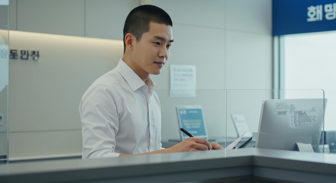 군인·전역자 지원금을 받기 위하여 상담중인 전역 군인 이미지