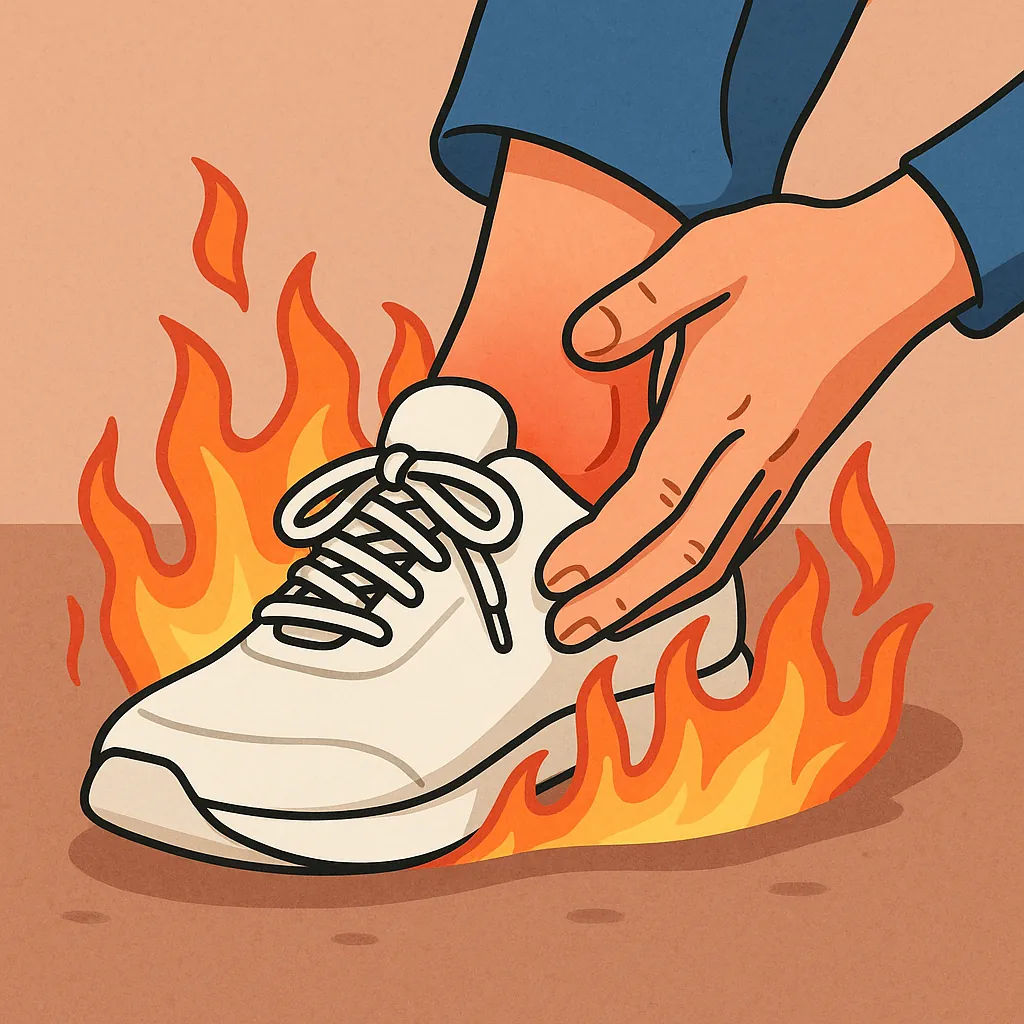 오래-걸으면-발바닥이-타는-듯한-느낌을-표현한-디지털-일러스트