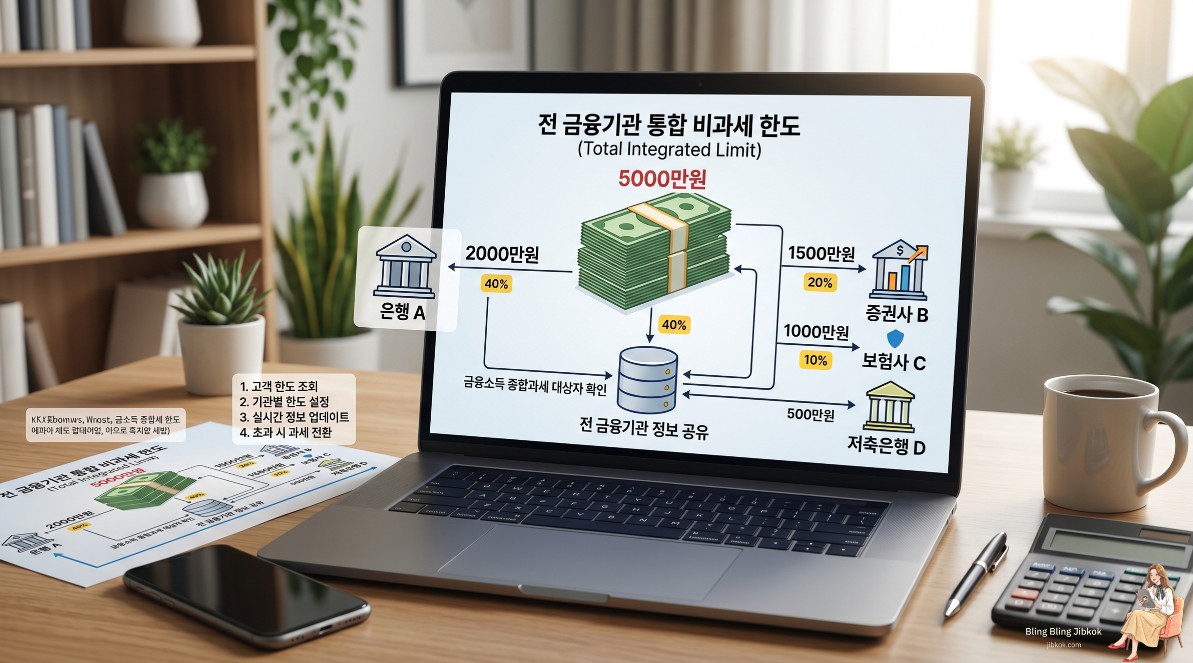 전 금융기관 통합 비과세 종합저축 5000만원 한도 분할 설정 원리 구조도 (financial tax free banking limit)