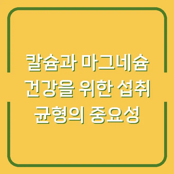 칼슘과 마그네슘 건강을 위한 섭취 균형의 중요성