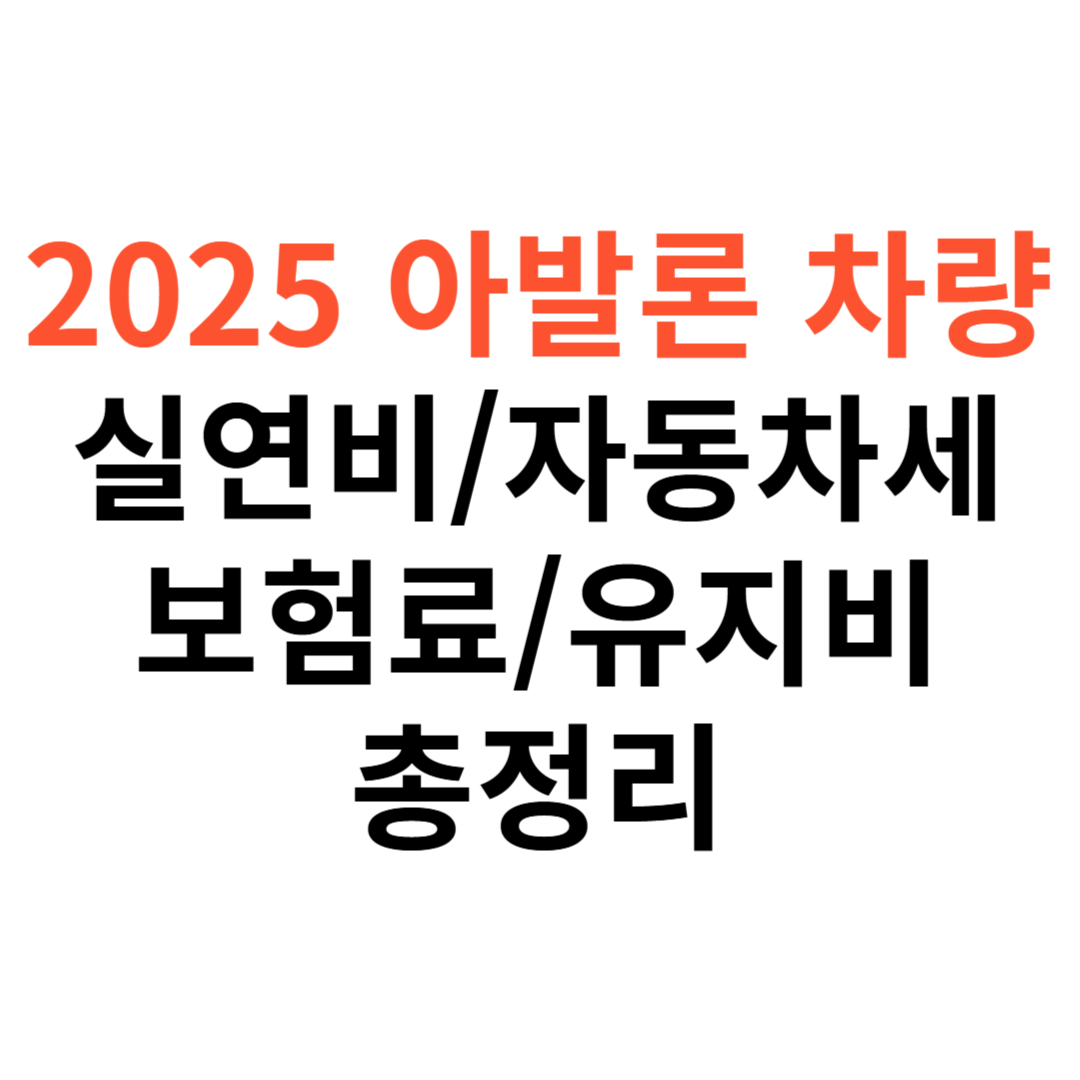 2025년 아발론 차량 실연비