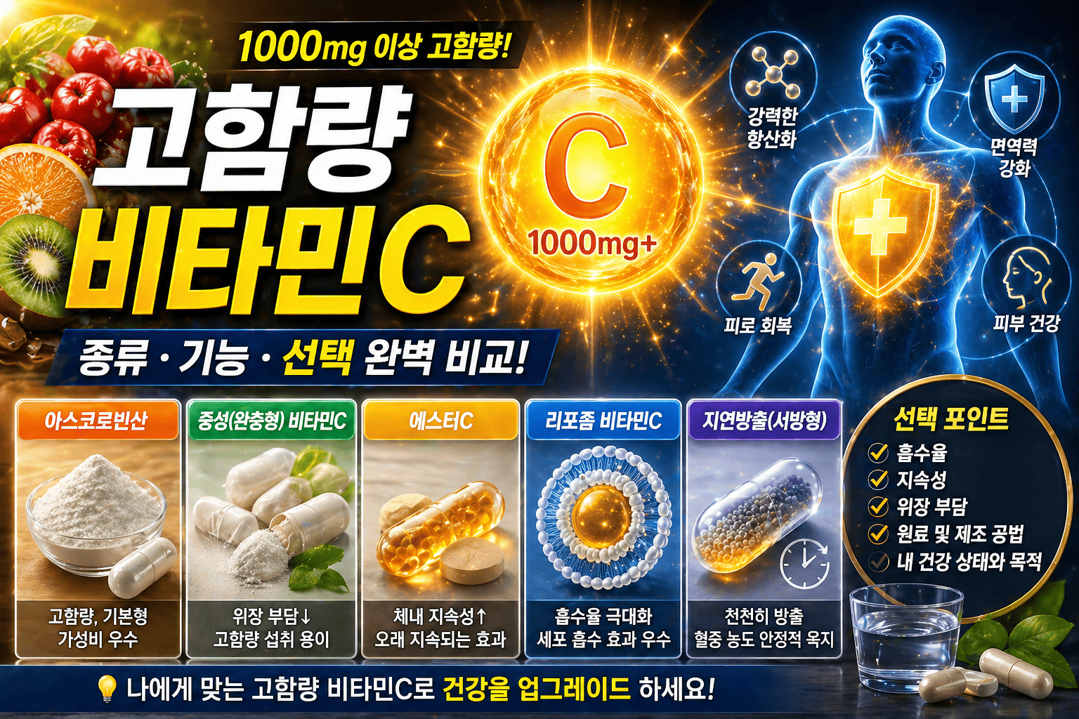 고함량 비타민C 비교 (종류, 기능, 선택)