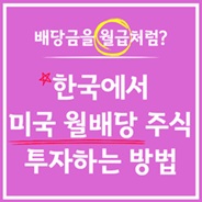 미국 월배당 주식 투자방법