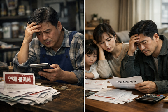 빚때문에 괴로워하는가족이미지