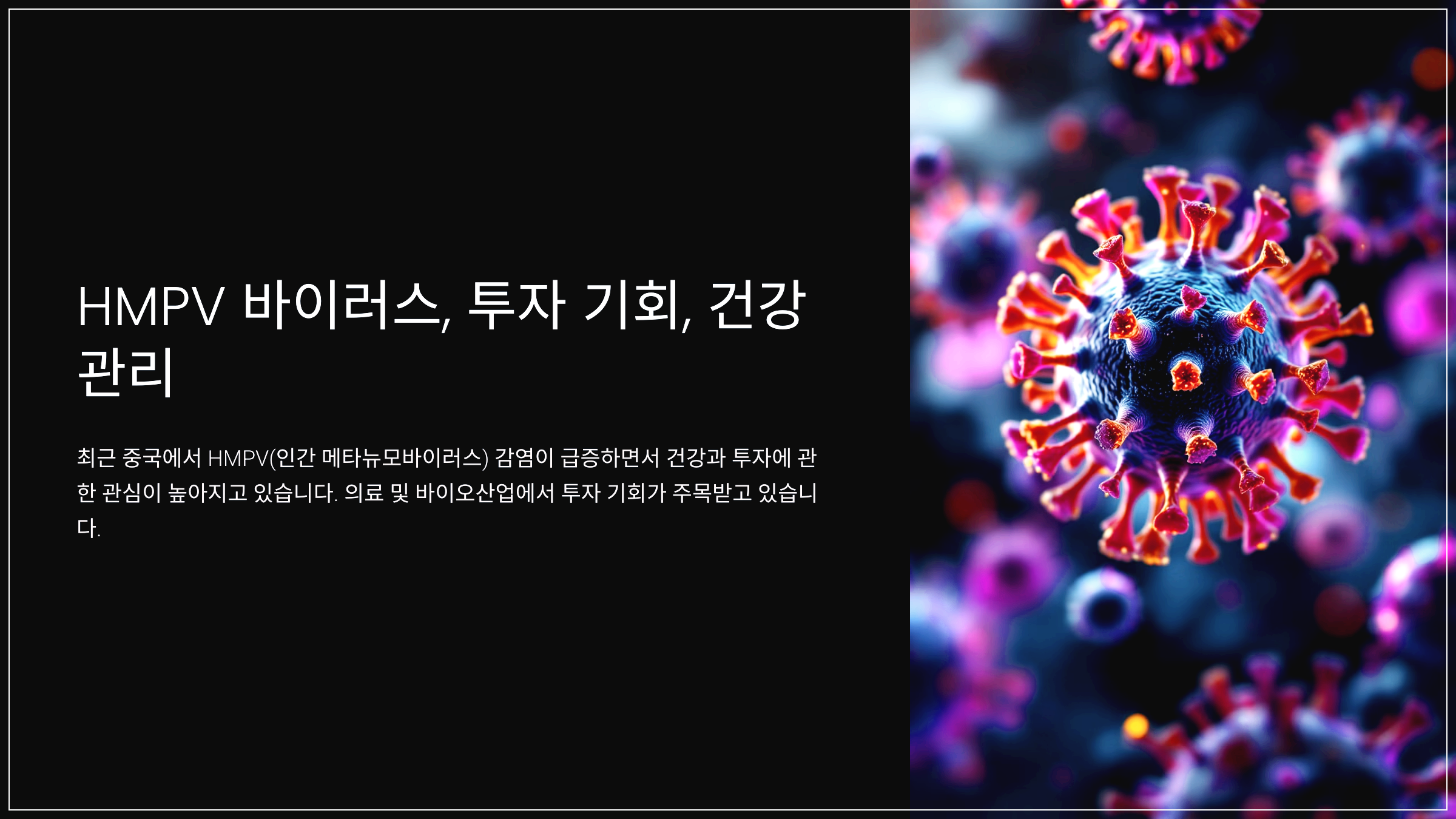 HMPV 바이러스, 투자 기회, 건강 관리