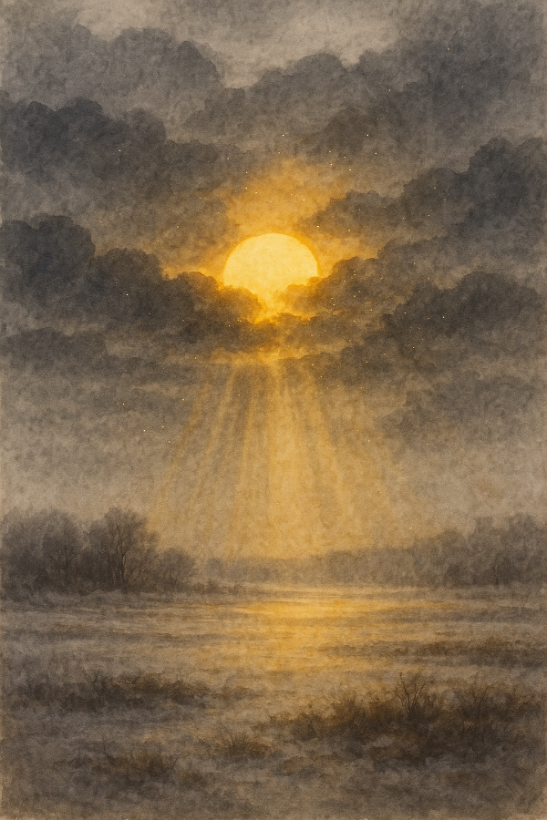 2026년 1월 기축월 병화일간 운세를 상징하는 겨울 속 태양 감성 워터컬러 일러스트