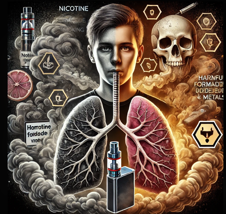 전자담배도 담배와 똑같이 위험함을 알리는 사진