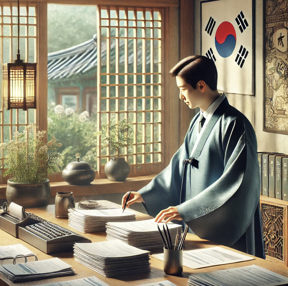 사무실에서 이루어지는 자산관리 작업