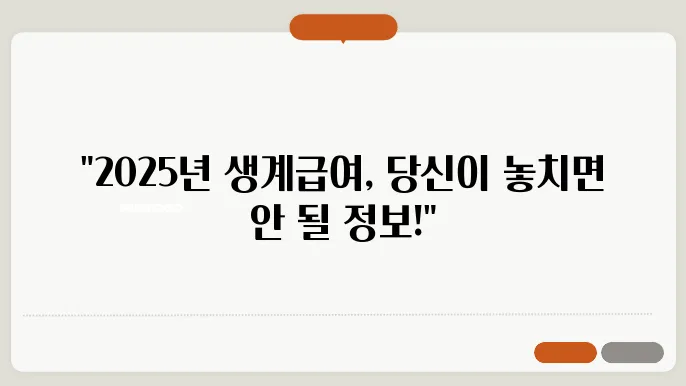 2025년 생계급여 재산 기준