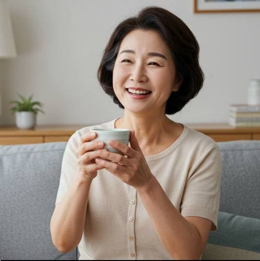 보중익기탕 효능 소화불량 개선, 속이 편해 좋은 중년 여성 사진