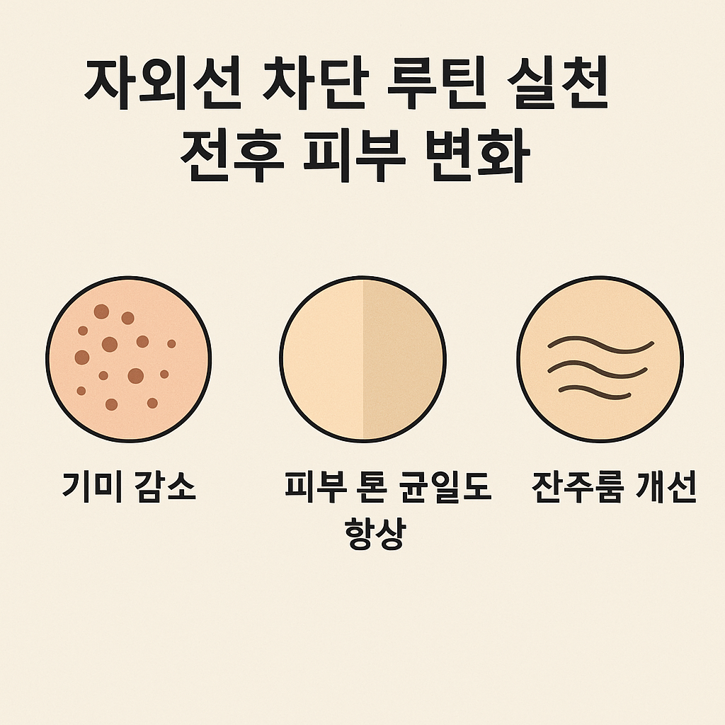 "자외선 차단 루틴 실천 전후 피부 변화"