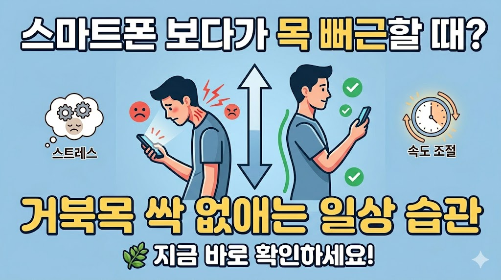 스마트폰 볼 때 목이 뻐근한 이유: 거북목과 어깨 통증을 싹 없애는 일상 속 작은 습관