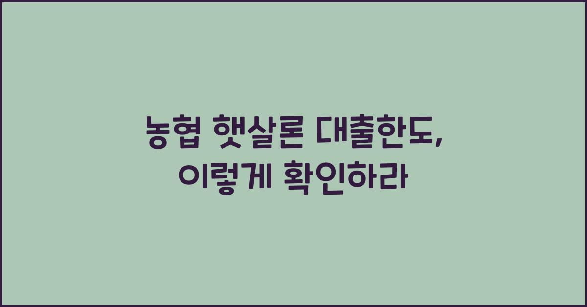 농협 햇살론 대출한도