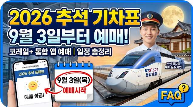 2026 추석 기차표 열차표 예매 일정