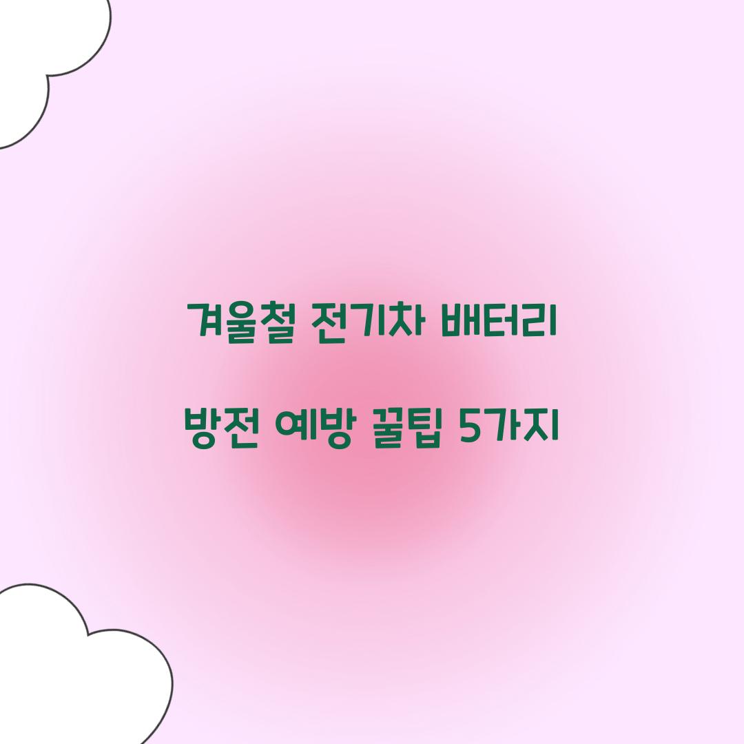 겨울철 전기차 배터리 방전 예방