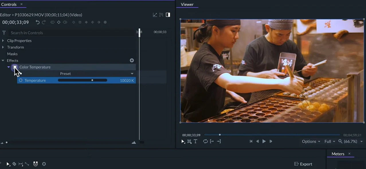 filmorapro color temperature