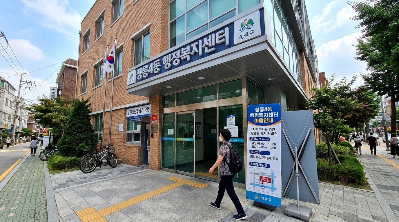 오프라인 고유가 피해지원금 신청방법을 위해 방문하는 한국의 행정복지센터 전경