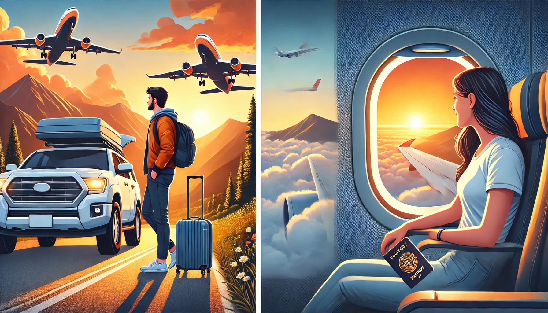 국내여행과 해외여행 이미지 사진