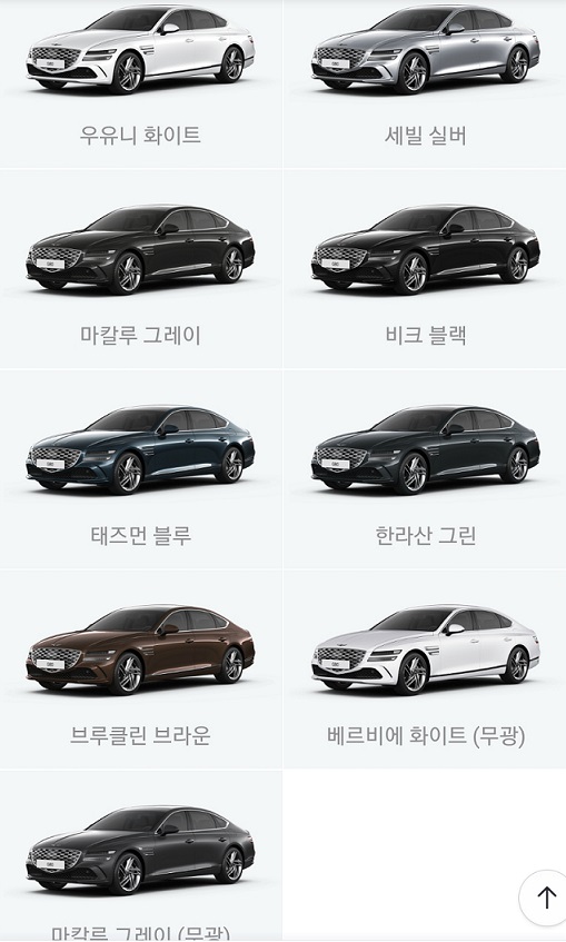 2024 제네시스G80 9가지 컬러