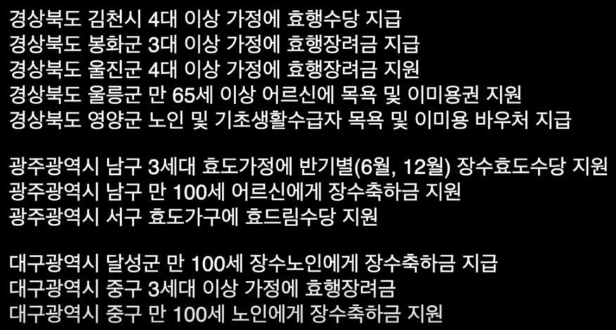 지역별 복지제도