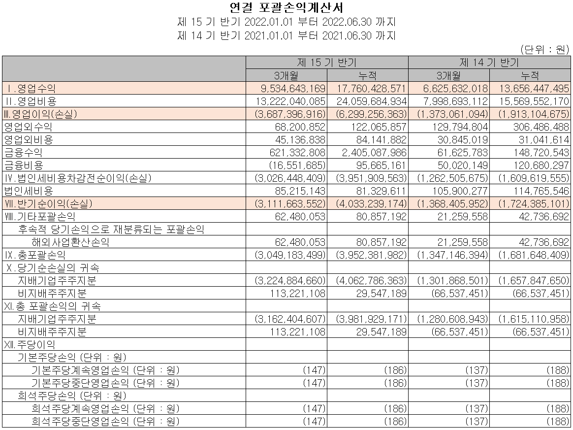 자이언트스텝 - 손익계산서