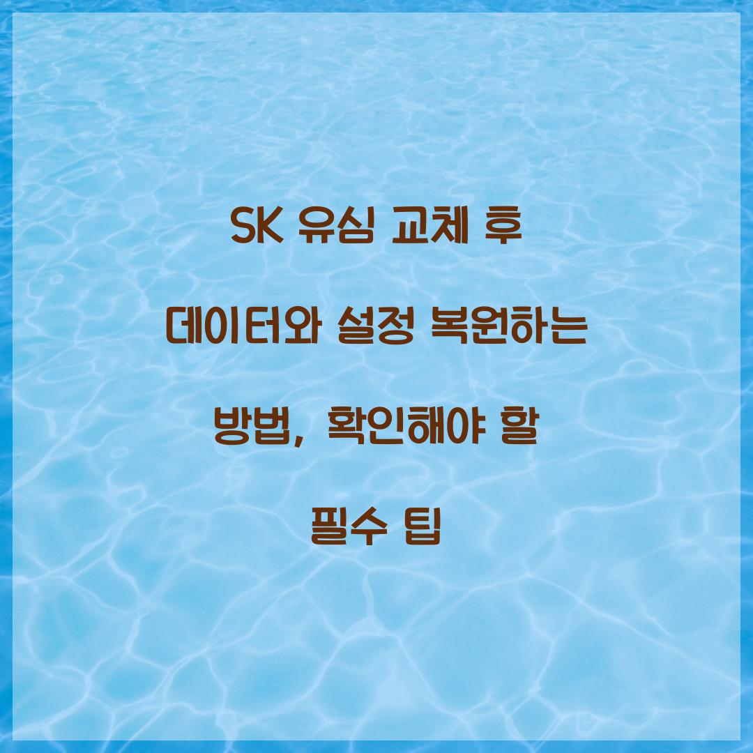 SK 유심 교체 후 데이터와 설정 복원하는 방법