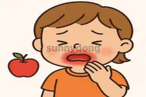 사과 알레르기 주요 증상 일러스트 이미지