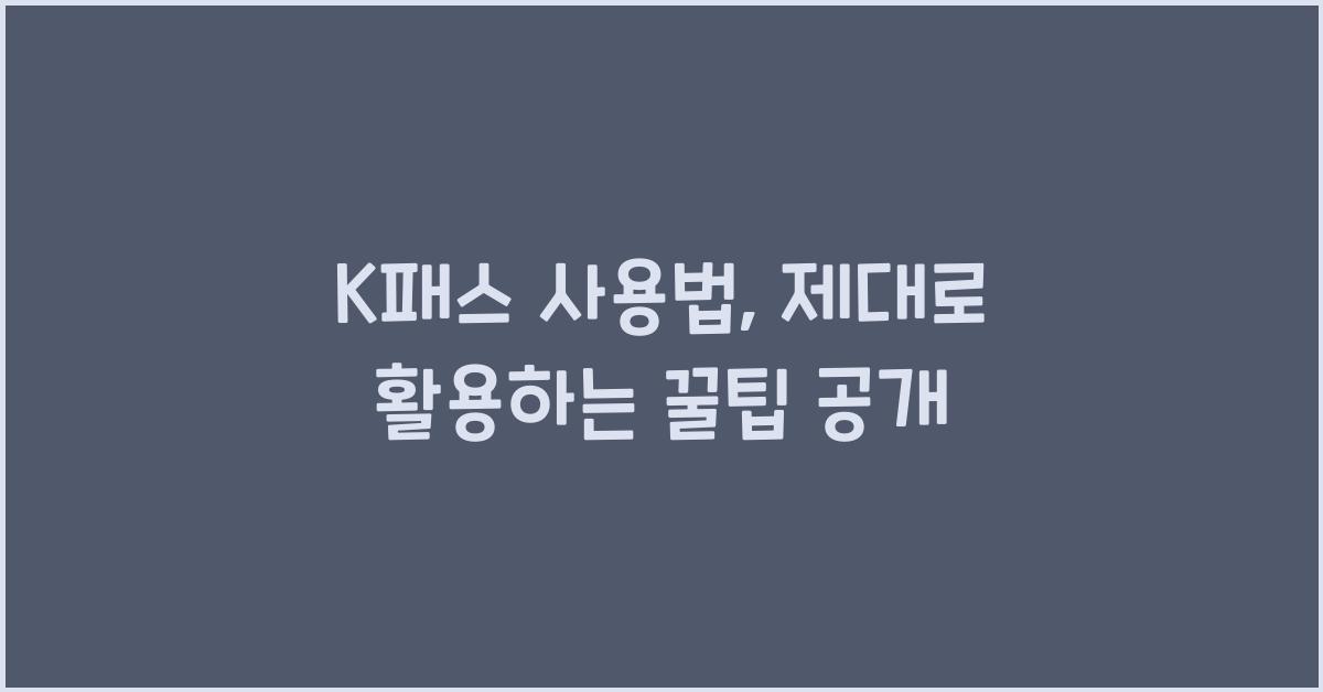 K패스 사용법