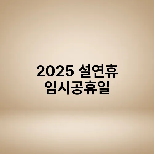 2025 설연휴 임시공휴일