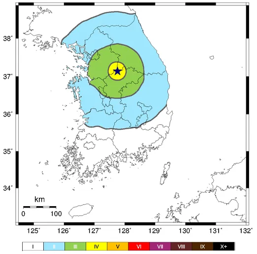 규모 4.2 지진 발생&amp;#44; 충북 충주시 앙성면 부근 [위치 강도 피해 영향 실시간 재난 문자 기상청 긴급 속보]