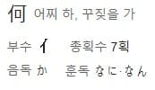 '어찌 하'의 한자의 일본어 표현가 나와있는 그림