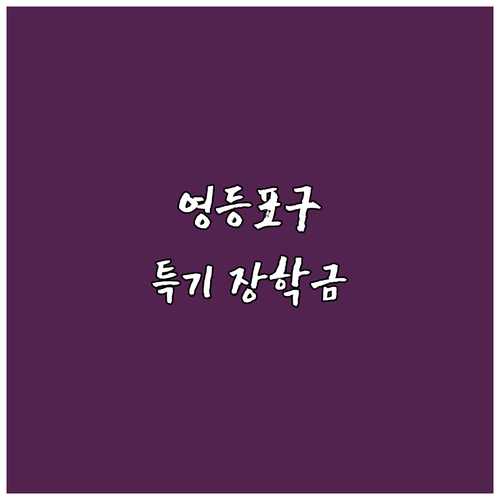 2025 영등포구 특기 장학금 놓치면..