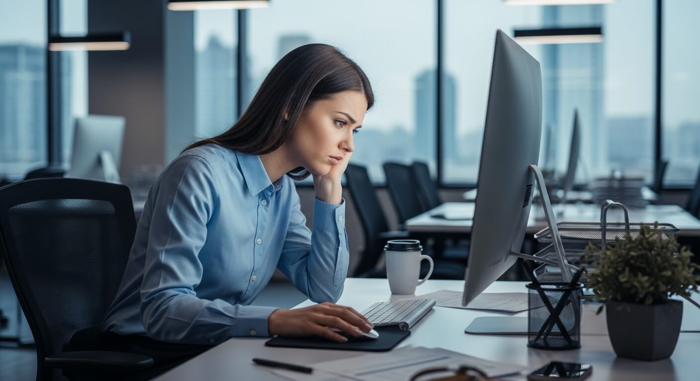 장시간 앉아 컴퓨터 작업하는 직장인