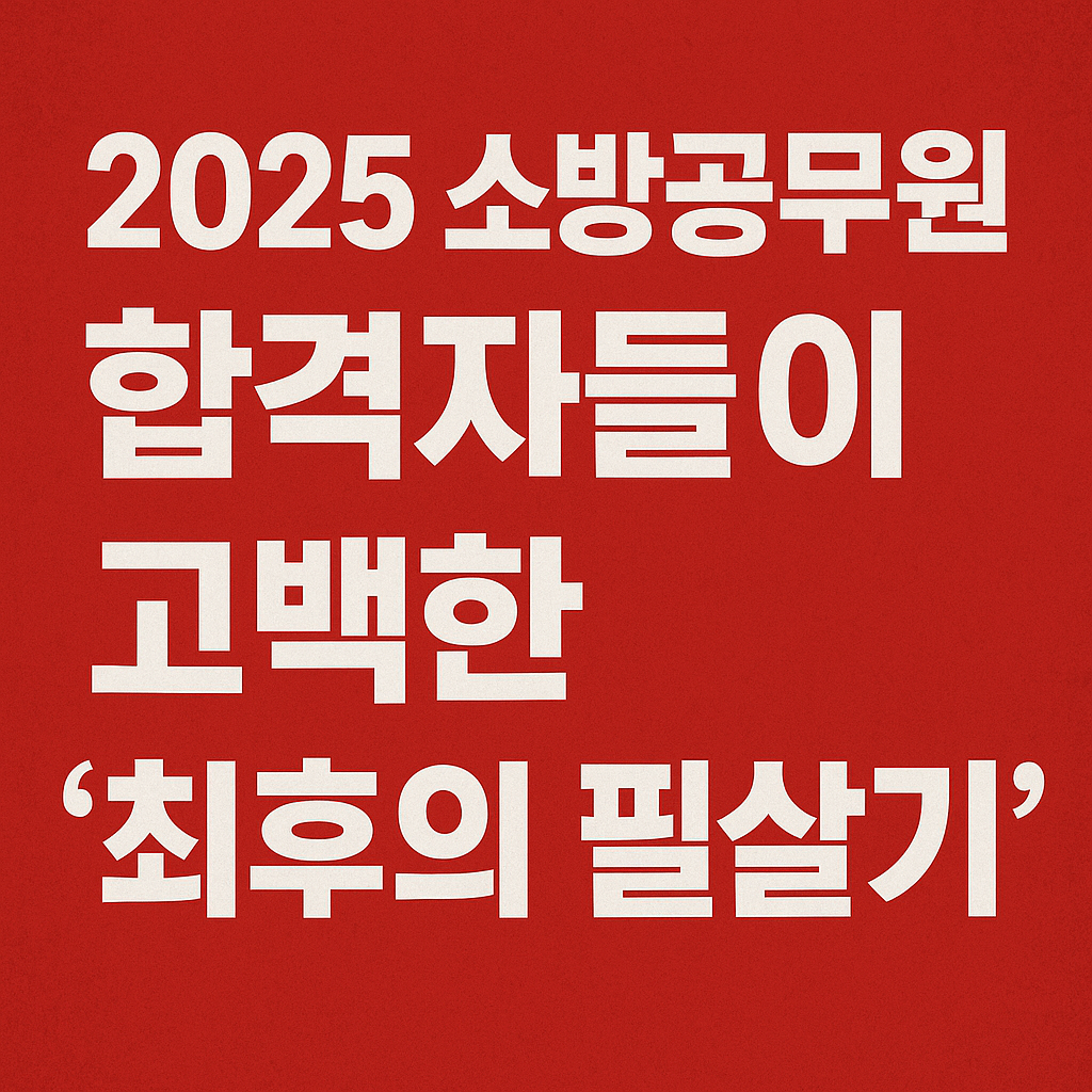 2025-소방공무원-합격자들이-고백한-최후의-필살기-강렬한-빨간-배경에-굵은-흰색-한글-텍스트로-표현된-가로형-디자인
