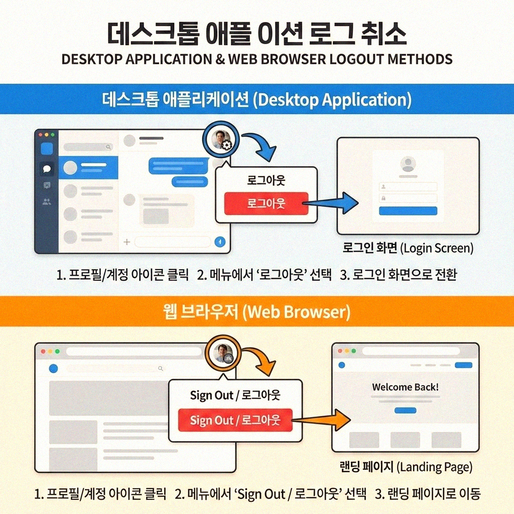 슬랙 로그아웃 정확하게 하는 방법