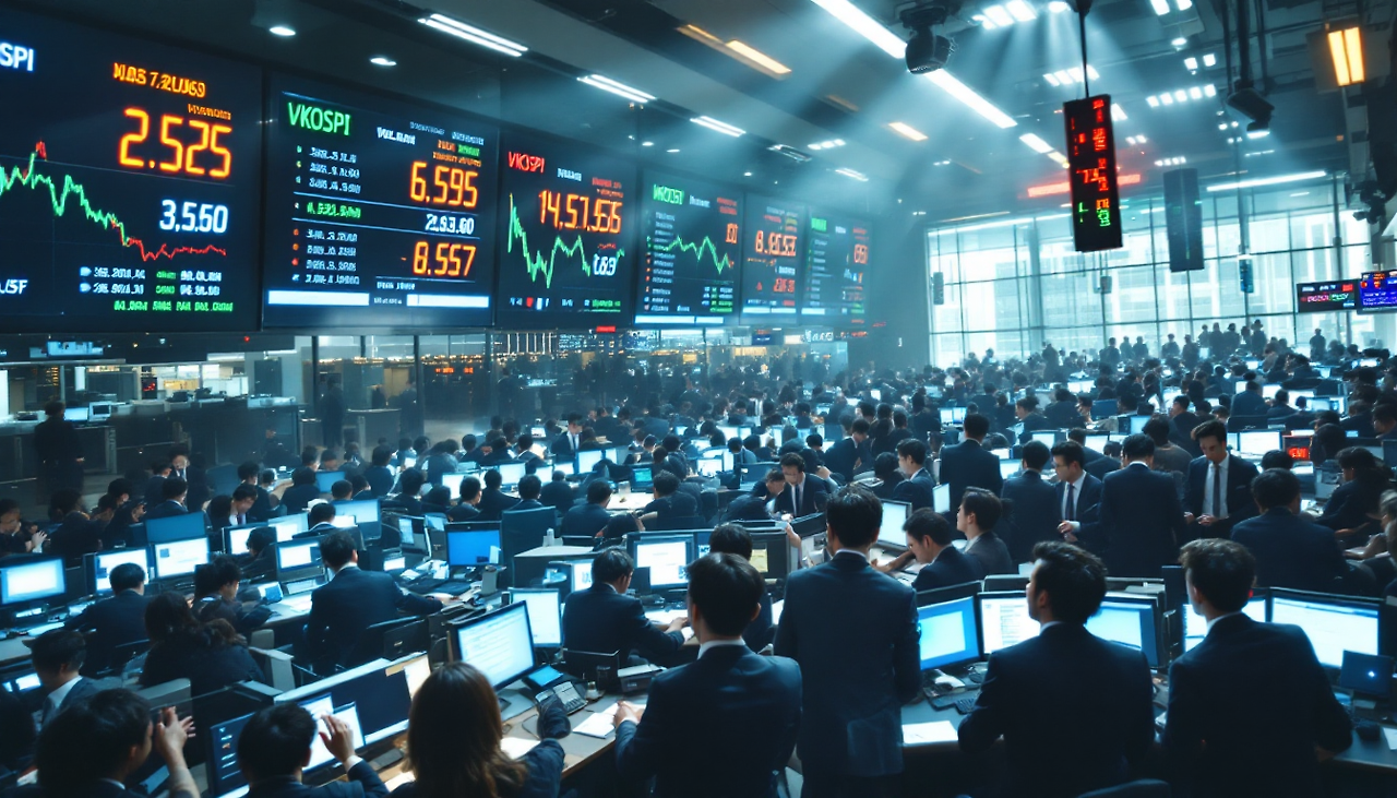 한국 주식시장 변동성 지수 VKOSPI를 확인하는 투자자들이 분주한 모습